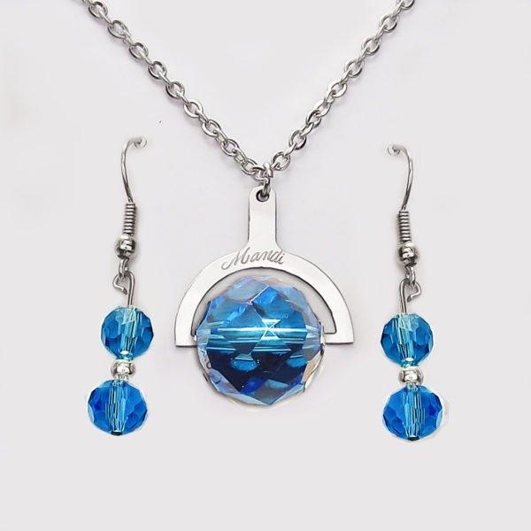 Galaxy Crystal Pendant Necklace and Earings | Dragonfly Gifts