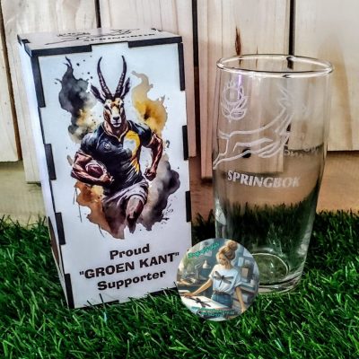 Groen kant rugby glass and box combo