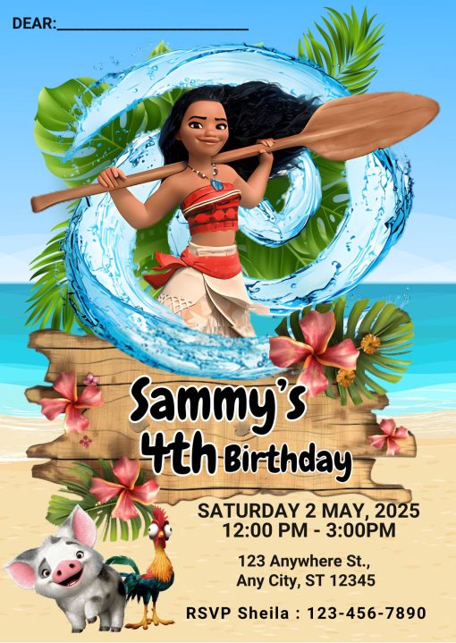 Moana Birthday Invitation